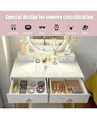 Makeup Vanity Table 3 Color Lighting Modes Jewelry Dressing