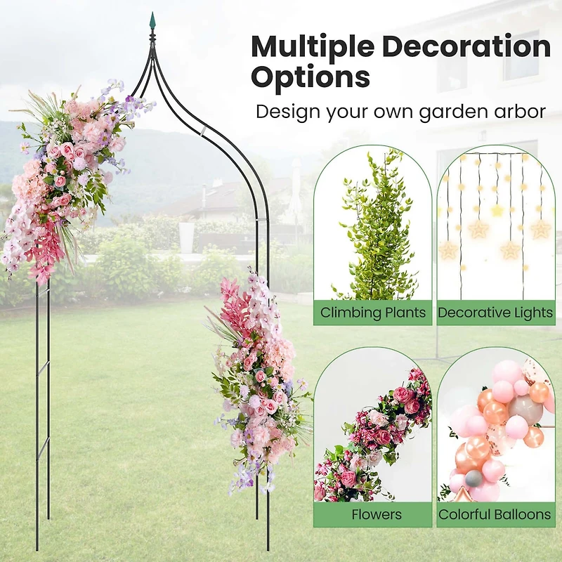 8'4'' High x 4'7'' Wide Steel Garden Arch Rose Arbor Climbing Plant Outdoor Garden