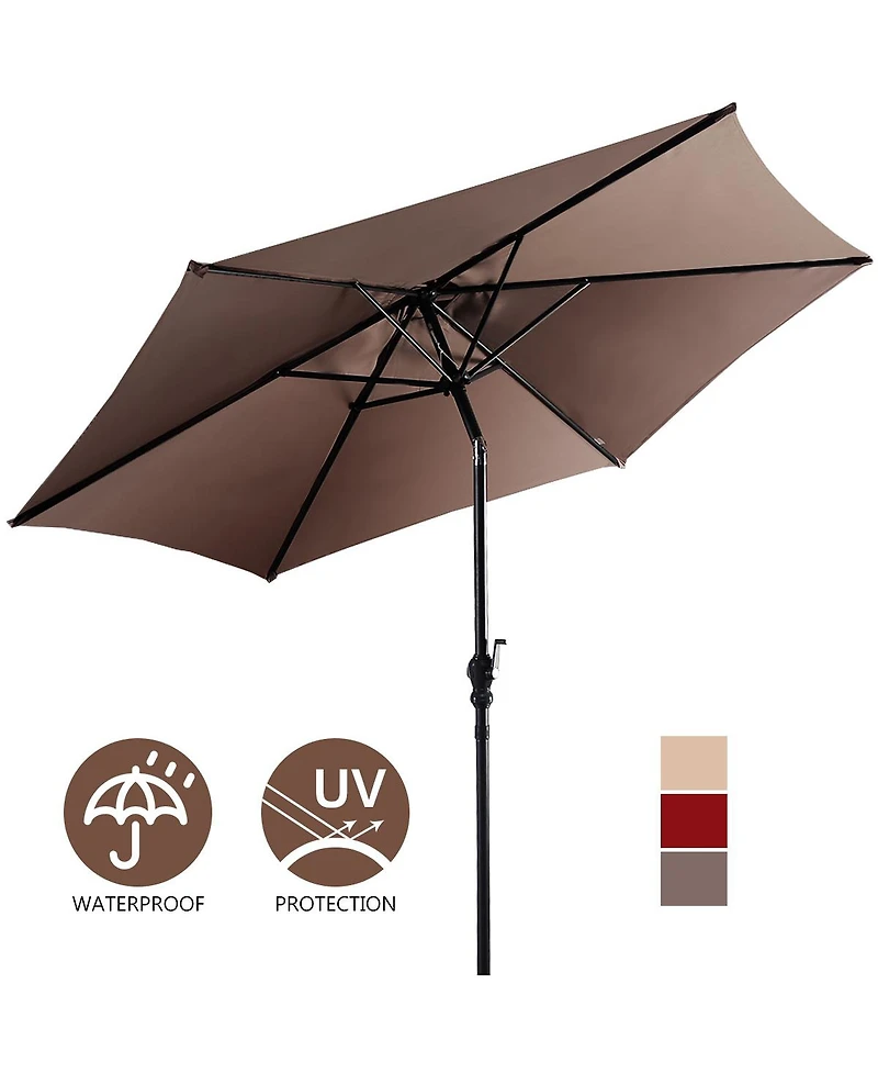 Costway 10FT Patio Umbrella 6 Ribs Market Steel Tilt W/ Crank Outdoor Garden