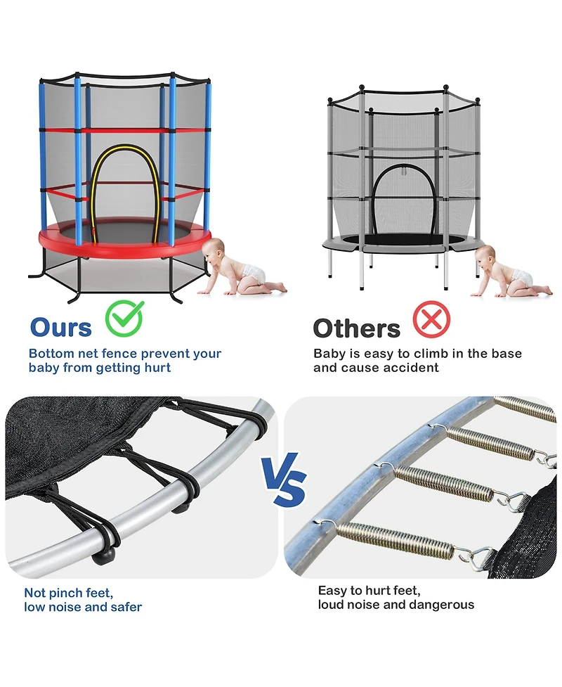 Costway 55" Kids Trampoline Bouncing Jumping Mat Recreational Trampoline