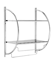 2 Tier Wall Mount Shower Organizer Toilet Bathroom Storage Rack Holder Towel Bar