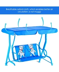 Costway Kids Patio Swing Chair Children Porch Bench Canopy 2 Person Yard Furniture