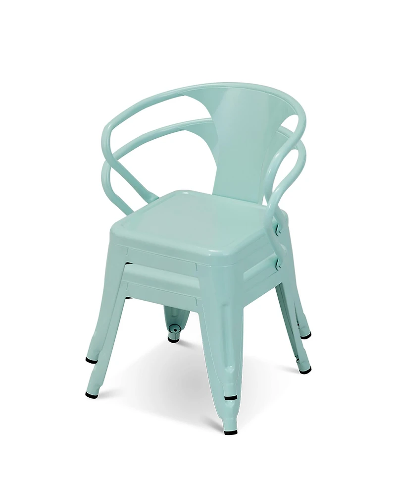 Set of 2 Kids Chair Steel Armchair Stackable Indoor Outdoor Furniture