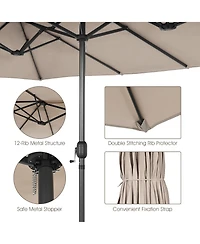 15FT Patio Double-Sided Umbrella Crank Outdoor Garden Market Sun Shade