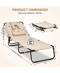 Costway Folding Chaise Lounge Chair Adjustable Outdoor Patio Beach Camping Recliner