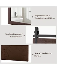 30''x22'' Wall Mount Mirror Decor Vanity Mirror Wood Frame Barn Door Style