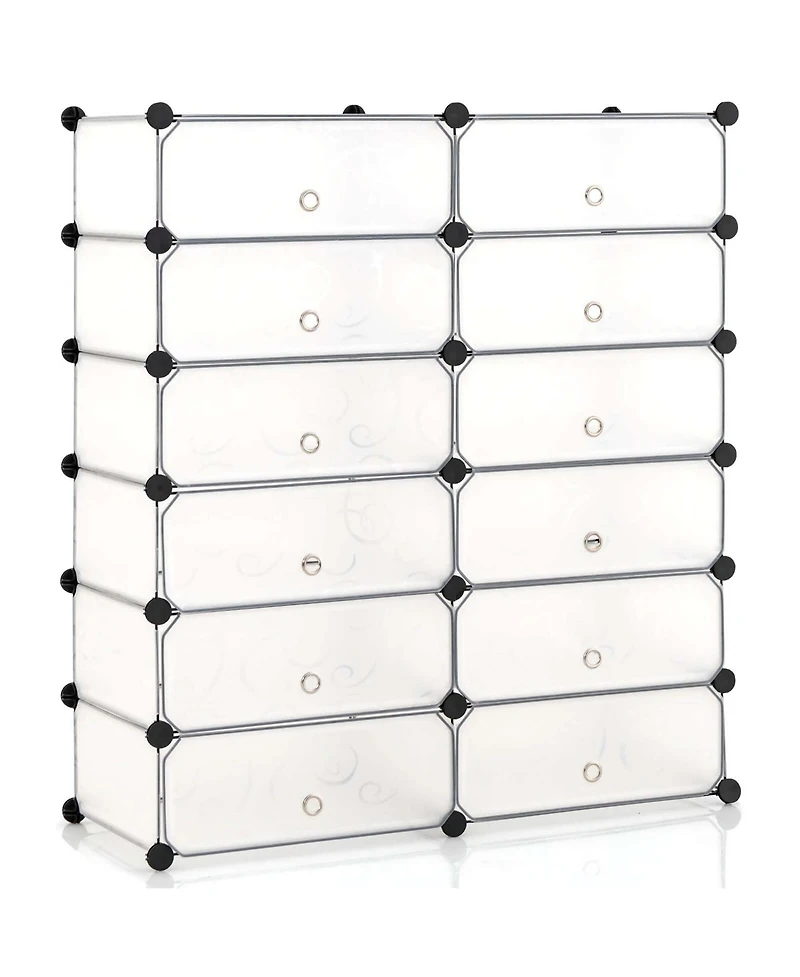 Shoe Rack 12-Cube Diy Plastic Shoe Cabinet Multi Use Modular Closet Shelf