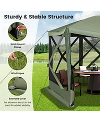 1.5 X 11.5 Ft 6-Sided Pop-up Screen House Tent With 2 Wind Panels for Camping
