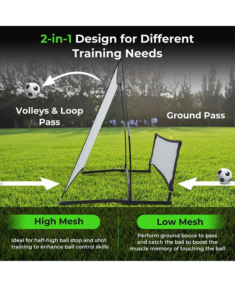 2-in-1 Portable Soccer Trainer with Carrying Bag to Enhance Soccer Passing Skill