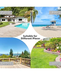 Costway 2 Pcs Foldable Sun Shading Lounge Chair Adjustable Beach Sunbathing Recliner