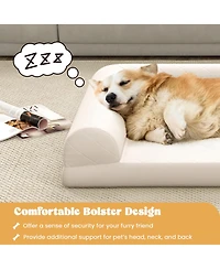 Orthopedic Dog Bed Medium Small Dogs with 3-Side Bolster Non-Slip Bottom Zippers