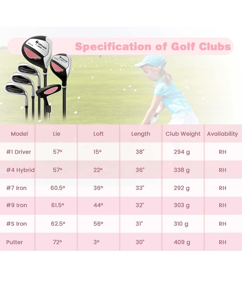 Junior Complete Golf Club Set for Kids Age 11-13 Years Old Golf Practice Set