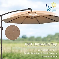 Patio 10FT Hanging Offset Umbrella 32 Led Lights Sand Bag Outdoor Cross Base