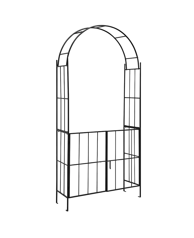 Garden Arch Arbor Trellis with Gate 7.5 ft Patio Archway Pergola for Wedding