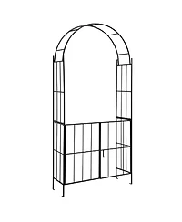 Garden Arch Arbor Trellis with Gate 7.5 ft Patio Archway Pergola for Wedding