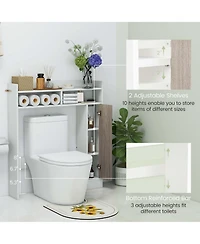 Over the Toilet Bathroom Cabinet Floor Storage Organizer with Adjustable Shelves