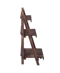 3 Tier Outdoor Wood Design Flower Pot Shelf Stand Folding Display Rack Garden