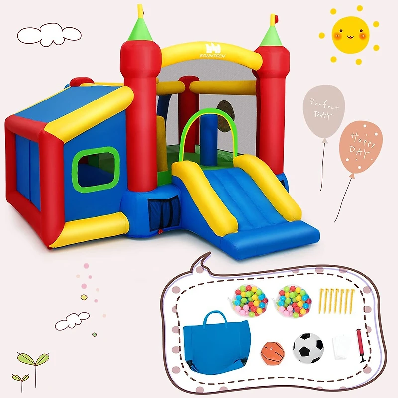 6-in-1 Inflatable Bounce House Bouncy Castle Blow up Toddler Bouncy House