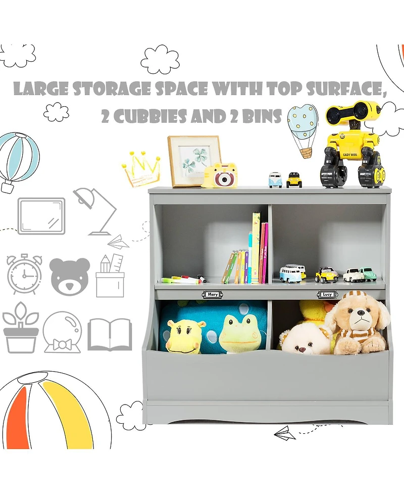 Children's Multi-Functional Bookcase Toy Storage Bin Kids Floor Cabinet