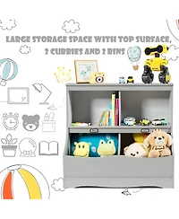 Children's Multi-Functional Bookcase Toy Storage Bin Kids Floor Cabinet