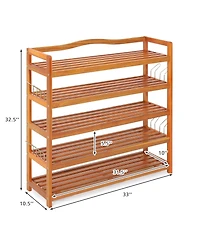 5-Tier Wood Shoe Rack Freestanding Large Shoe Storage Organizer Heavy-duty