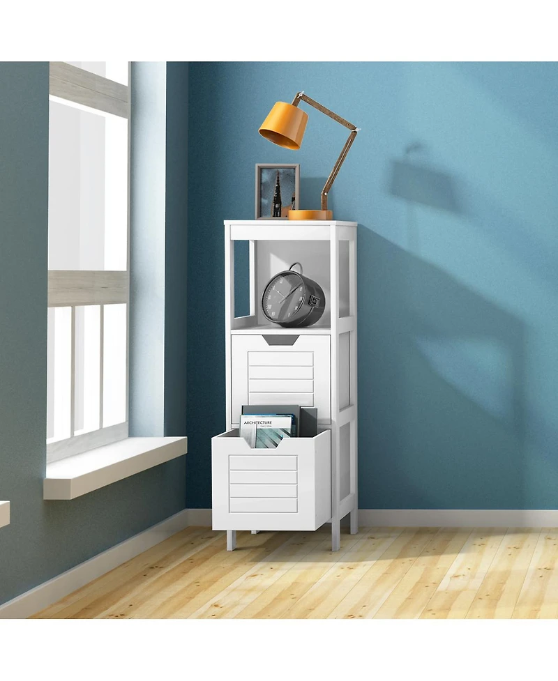 Bathroom Wooden Floor Cabinet Multifunction Storage Rack Stand Organizer Bedroom