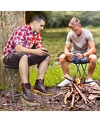 Gymax 18''H Folding Stool Portable & Foldable Camping Chair w/ Built-in Handle