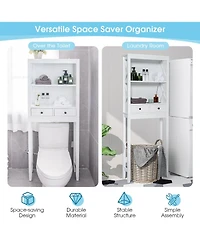 Over the Toilet Storage Rack Bathroom Space Saver with 2 Open Shelves & Drawers