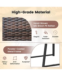 Costway 3pcs Patio Furniture Set Heavy Duty Cushioned Wicker Rattan Chairs Table