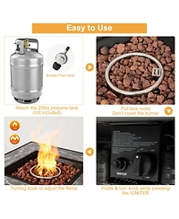 Costway 35'' Propane Gas Fire Pit Table Patio Pe Wicker Rattan w/ Lava Rocks