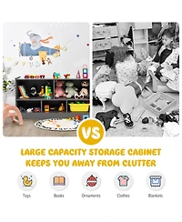 Kids 2-Shelf Bookcase 5-Cube Wood Toy Storage Cabinet Organizer