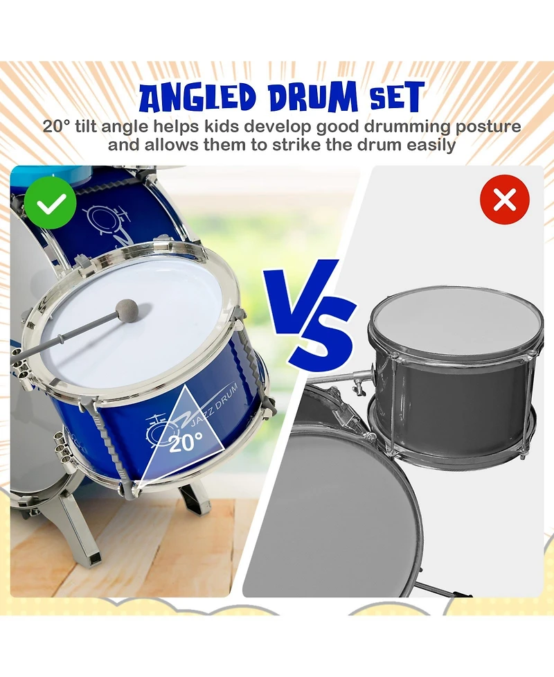 Jazz Drum Set for Toddler Kids Educational Toy w/Keyboard Cymbal