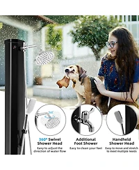 7.2 Ft 10 Gallon Solar Heated Shower w/Adjustable Head & Foot Tap Spigot