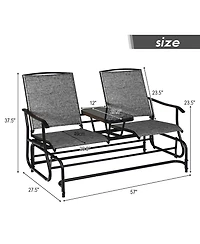 2 Person Outdoor Patio Double Glider Chair Loveseat Rocking