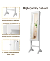Costway Mirrored Jewelry Cabinet Organizer w/18 Led lights