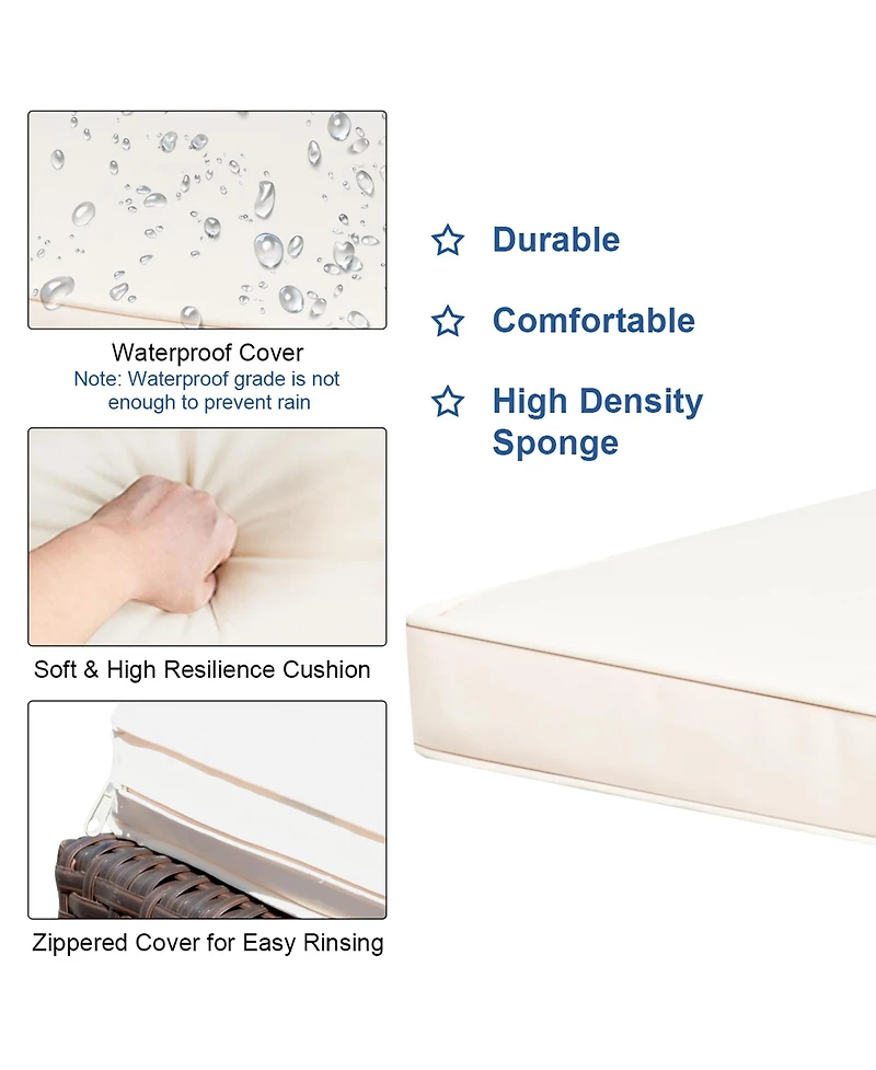 Costway 3PCS Patio Rattan Wicker Bar Table Stools Dining Set Cushioned