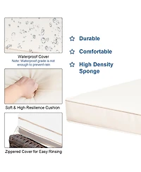 Costway 3PCS Patio Rattan Wicker Bar Table Stools Dining Set Cushioned