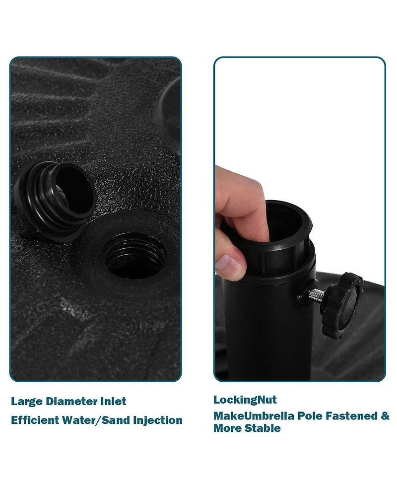 20'' Round 23L Water Filled Umbrella Base Stand Self-filled Patio Furniture