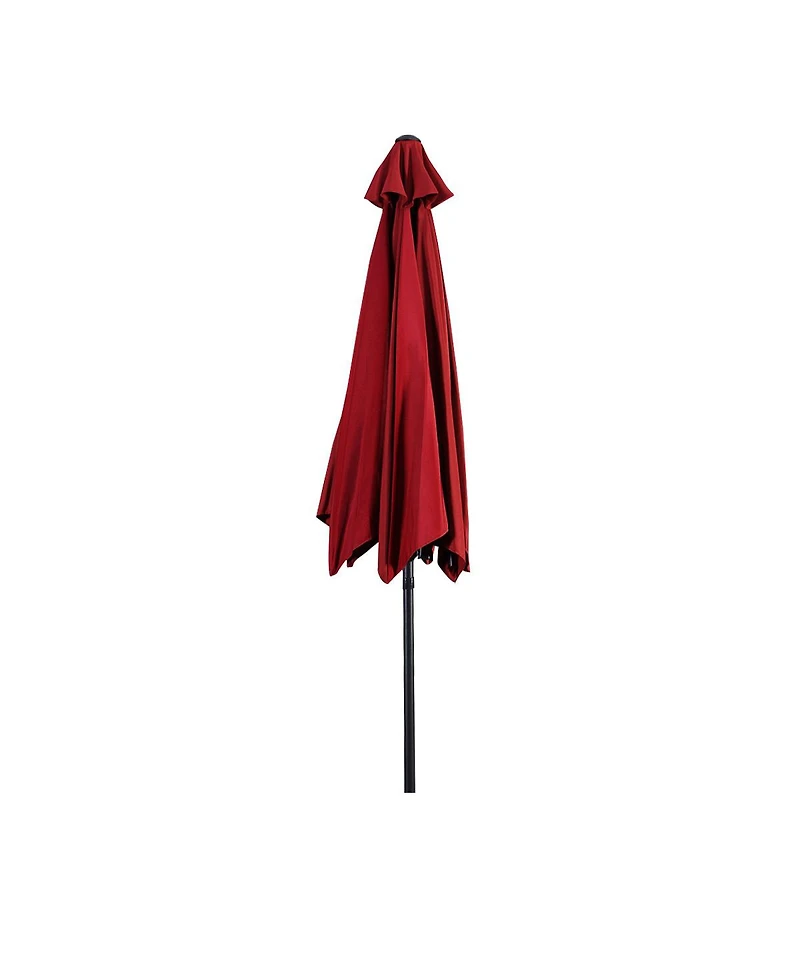 9FT Patio Umbrella Patio Market Steel Tilt W/ Crank Outdoor Yard Garden