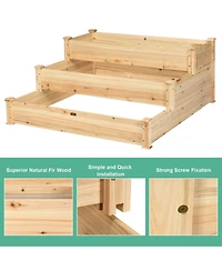 3 Tier Wooden Raised Vegetable Garden Bed Elevated Planter Kit Outdoor Gardening