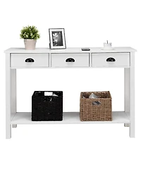 Costway 47" Console Table Hall Table Side Desk Accent Table Drawers Shelf Entryway
