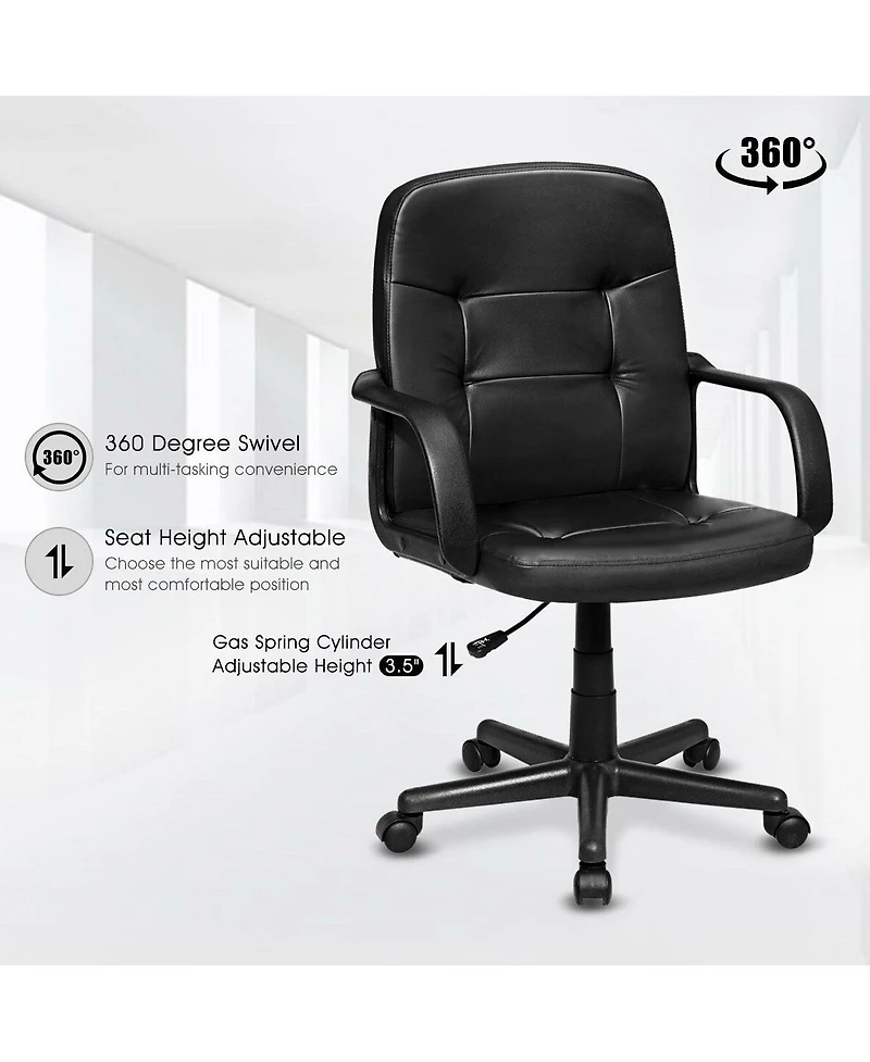 Ergonomic Mid-Back Executive Office Chair Swivel Computer Desk
