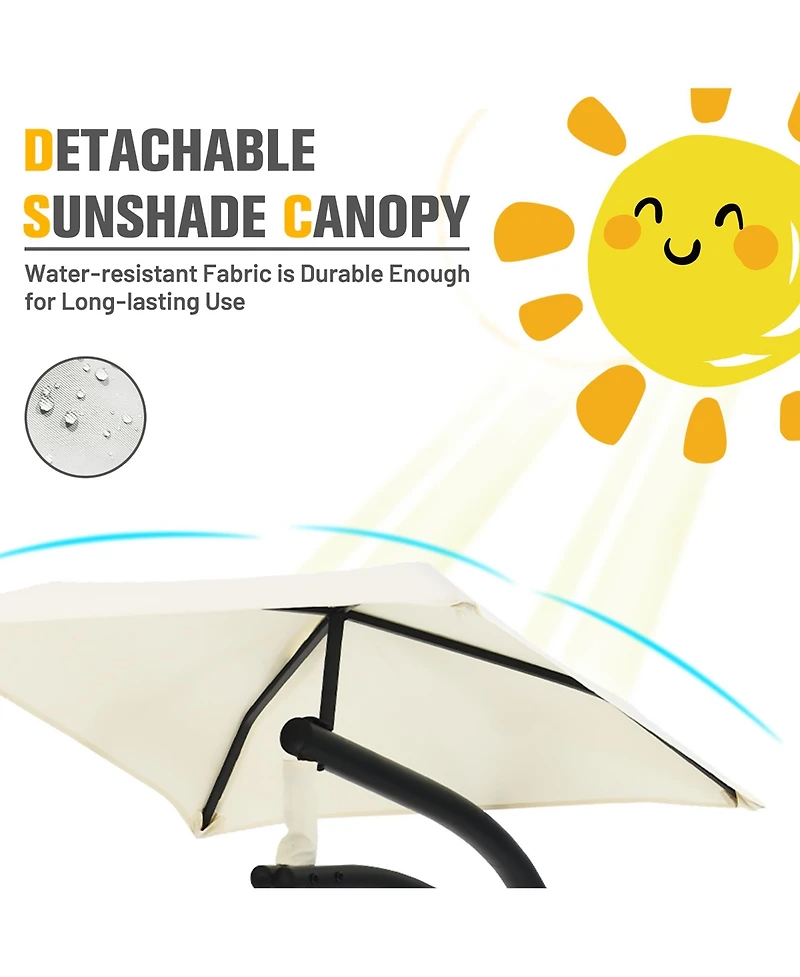 Costway Patio Hanging Hammock Chaise Lounge Chair with Canopy Cushion