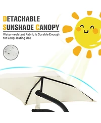 Costway Patio Hanging Hammock Chaise Lounge Chair with Canopy Cushion