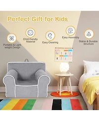 Costway Kids Sofa Toddler Foam Filled Armchair Velvet Fabric Baby