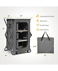 Folding Pop-Up Cupboard Compact Camping Storage Cabinet
