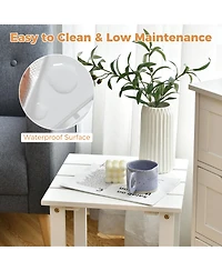 2 Pcs Patio 15'' End Side Coffee Table Square Wooden Slat Deck