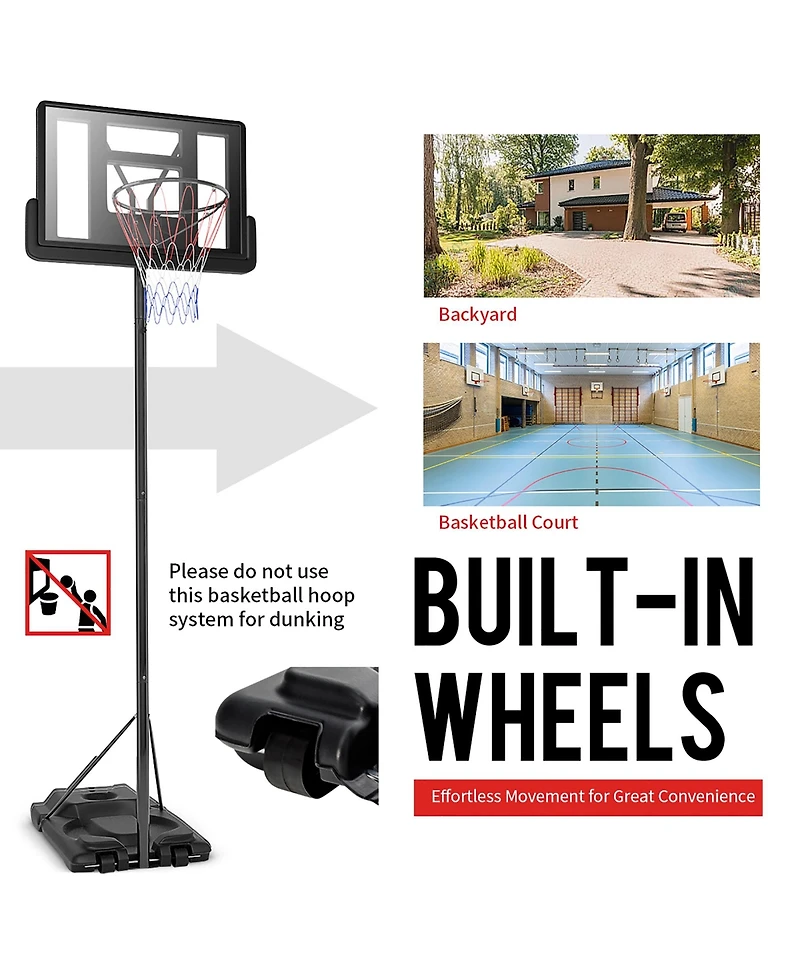 Costway Height Adjustable Portable Basketball Hoop System