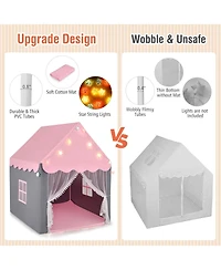 Kids Playhouse Tent Large Castle Fairy Tent Gift w/Star Lights Mat