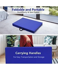 6'2'1.6" Gymnastic Yoga Mat Folding Exercise Aerobics Stretch w/Handle Purple